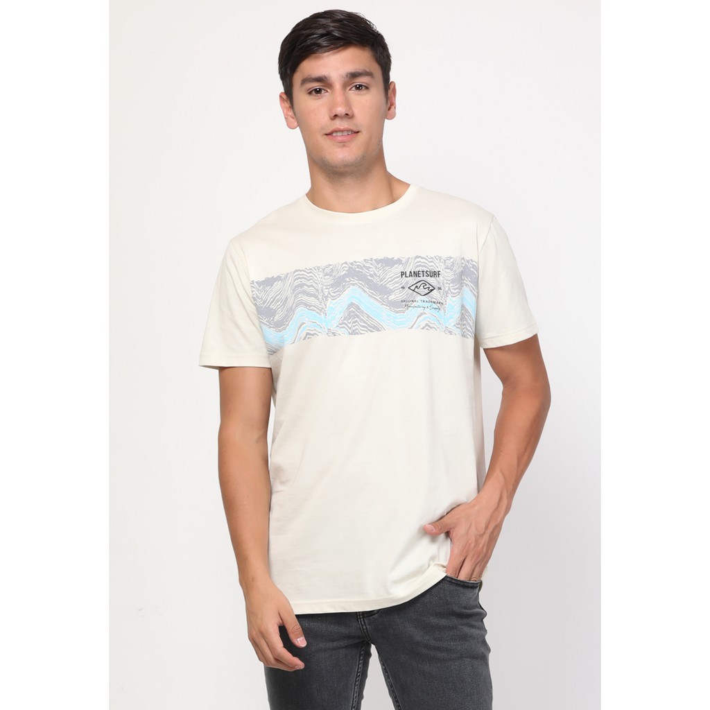 Planet Surf Clothing Kaos Pria Lengan Pendek Putih Count Down 201A MTSS10103-WHT Planet Surf Kaos Pr