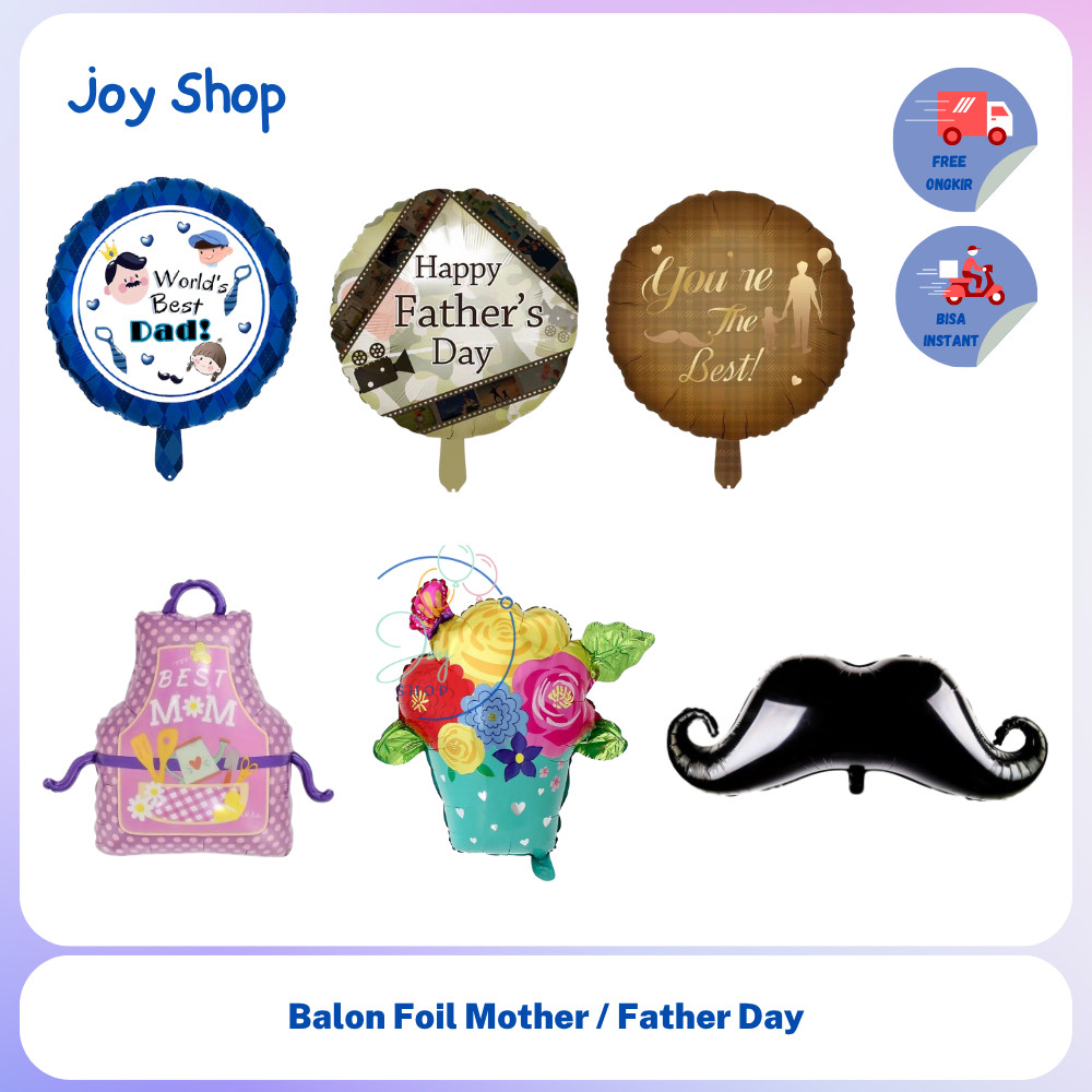 Balon Foil Tema Hari Ibu Ayah Mother Day Father Day Balloon Mom Dad