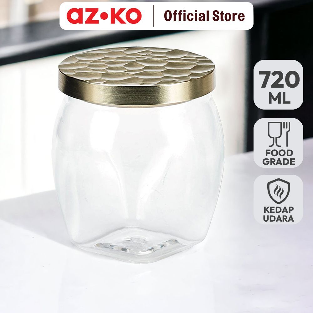 AZKO Kris 720 ml Seica Stoples Akrilik - Gold Jar Tempat Simpan Snack Dan Permen Setoples Toples Bel