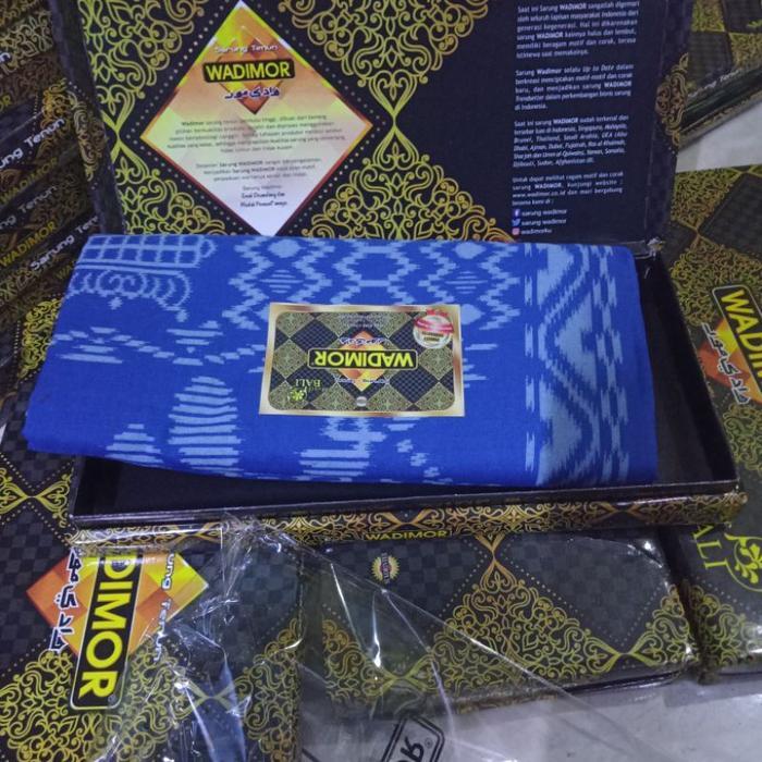MURAH Sarung Motif Bali Wadimor Original, Bahan Premium - Biru, batik