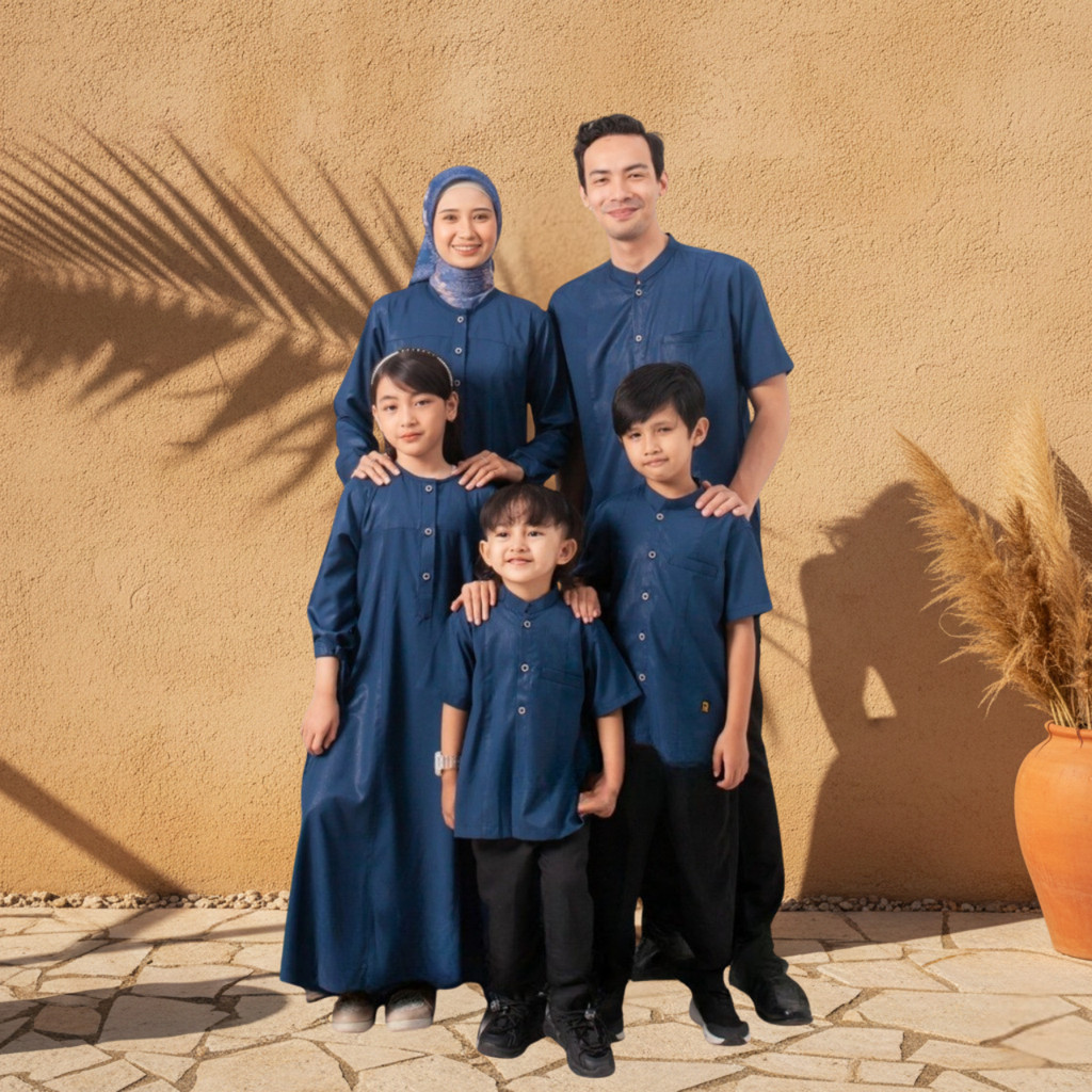 Dthree - Sarimbit Keluarga Xaviera Navy / Baju couple keluarga / Sarimbit Keluarga Muslim