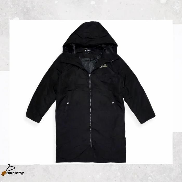 Long Coat Parka Puffer Outdoor Hoodie Jacket Henus Edwin Black Color