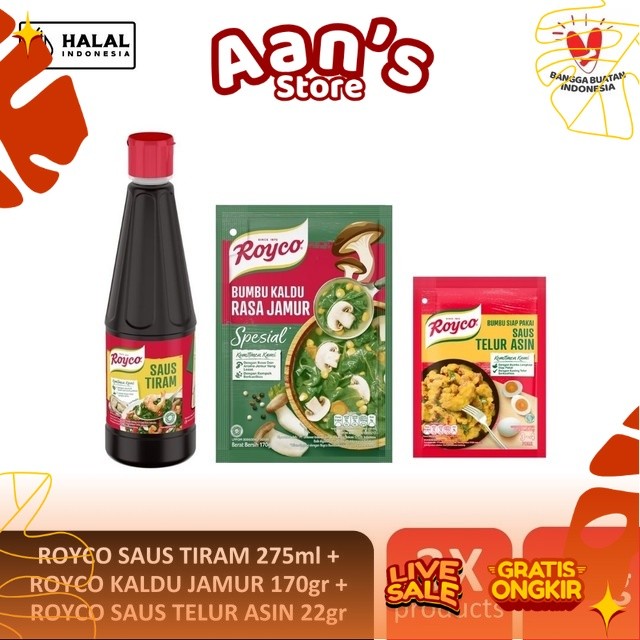 [PAKET BUMBU MASAK] Royco Saus Tiram 275ml + Kaldu Jamur 170gr + Saus Telur Asin 22gr