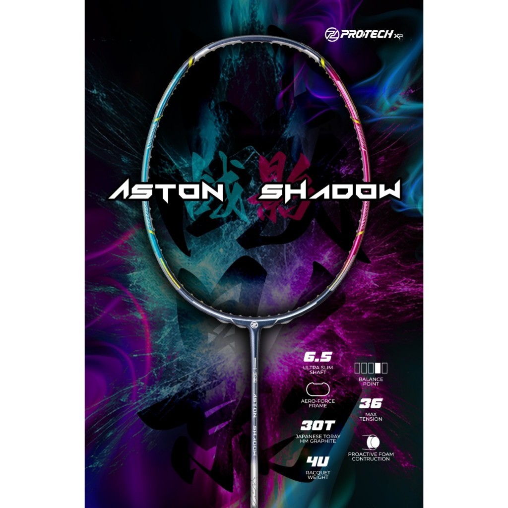 RAKET BADMINTON PROTECH Badminton Racket - Aston Shadow (3U/4U) (MAX 36LBS)