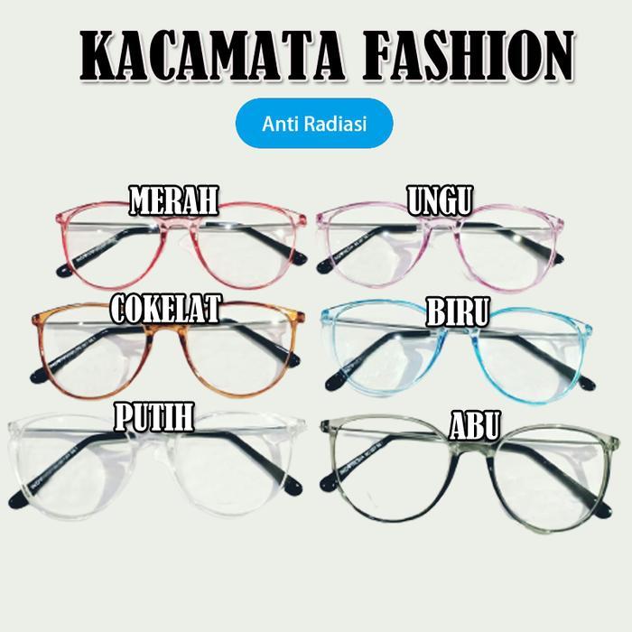 Kacamata Gaya Blueray Wanita Frame Oval Kaca mata Fashion Korean Style - Merah