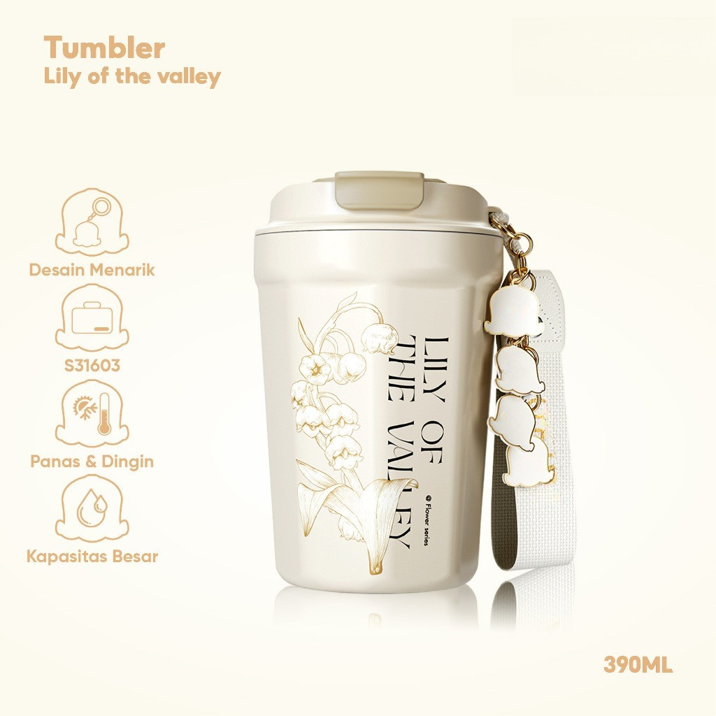 K32 Vacuum Termos Cup S316 Baja Tahan Karat Portabel With Liontin Dekoratif 390ML Cangkir Kopi