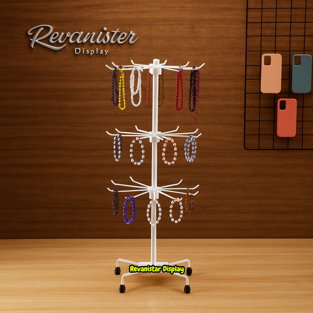 Rak display berputar 3 tingkat Rak Display  putar matahari 3 susun display gantungan  pajangan etala