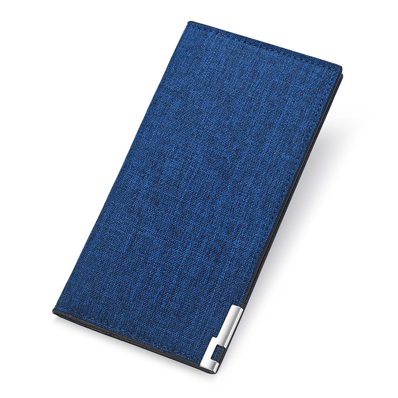 Male long ultra-thin Japanese folding canvas wallet, student simple retro fabric style, linen fabric