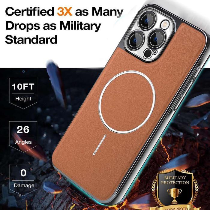 MAGSAFE CASE LEATHER KULIT JERUK  S22 ULTRA S23 ULTRA S24 ULTRA S25 ULTRA