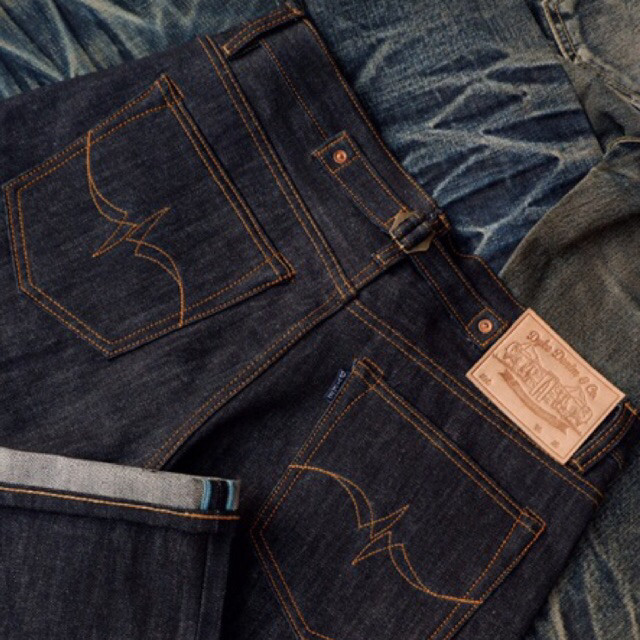 big selle Proto 17oz Selvedge Denim Fabric - Raw Sanforized - Deep Indigo - Double Blue Line Selvedg
