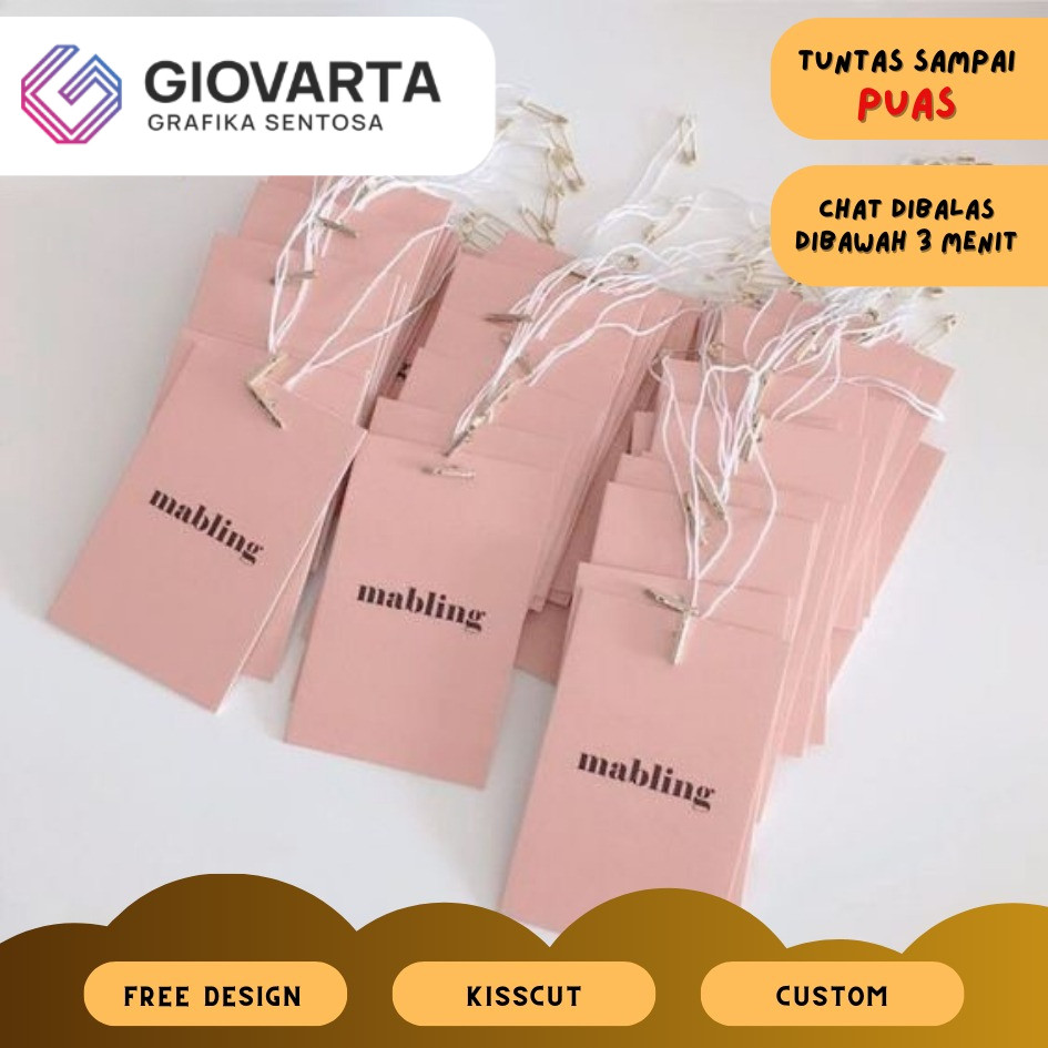 Hang Tag Bentuk Persegi Free Desain Template Label Baju Cetak Hangtag Pakaian Merek Custom Desain