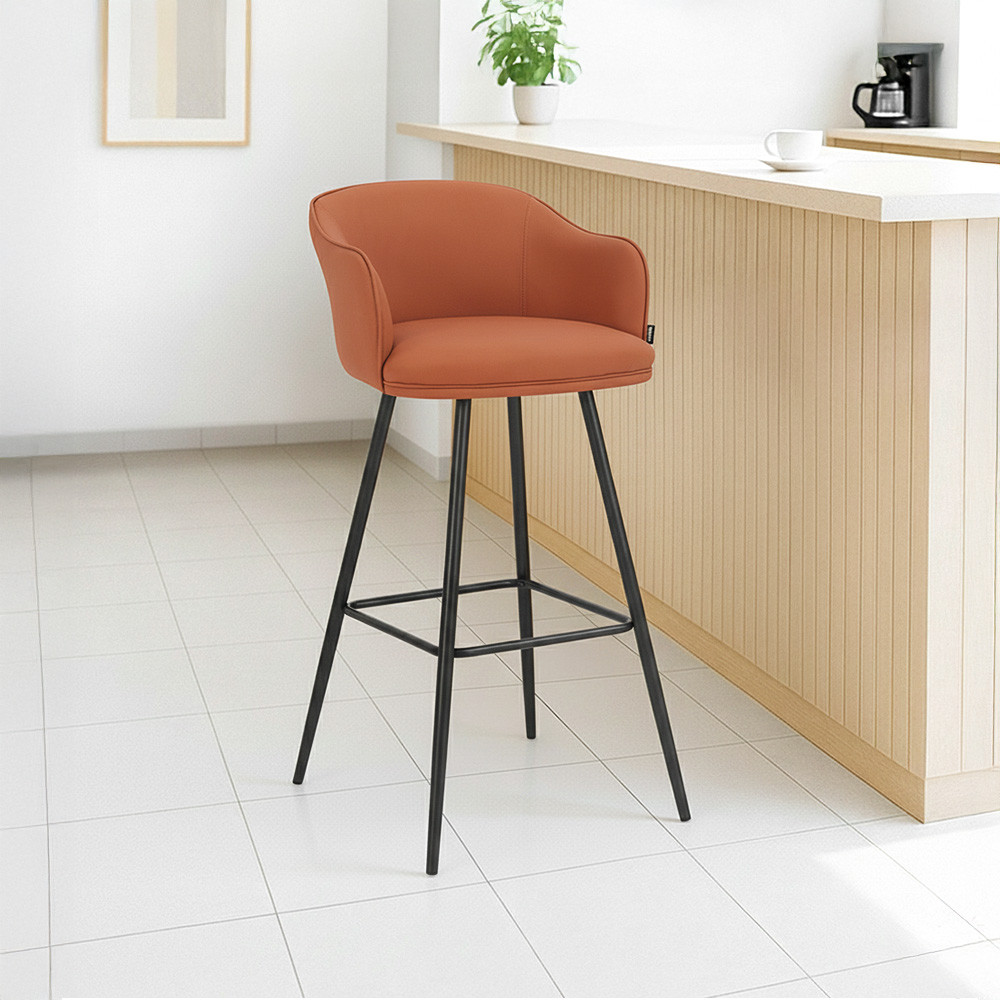 Informa Yafford Kursi Bar Kulit - Cokelat Bar Stool Kursi Kafe Bartending Furniture Ruang Makan