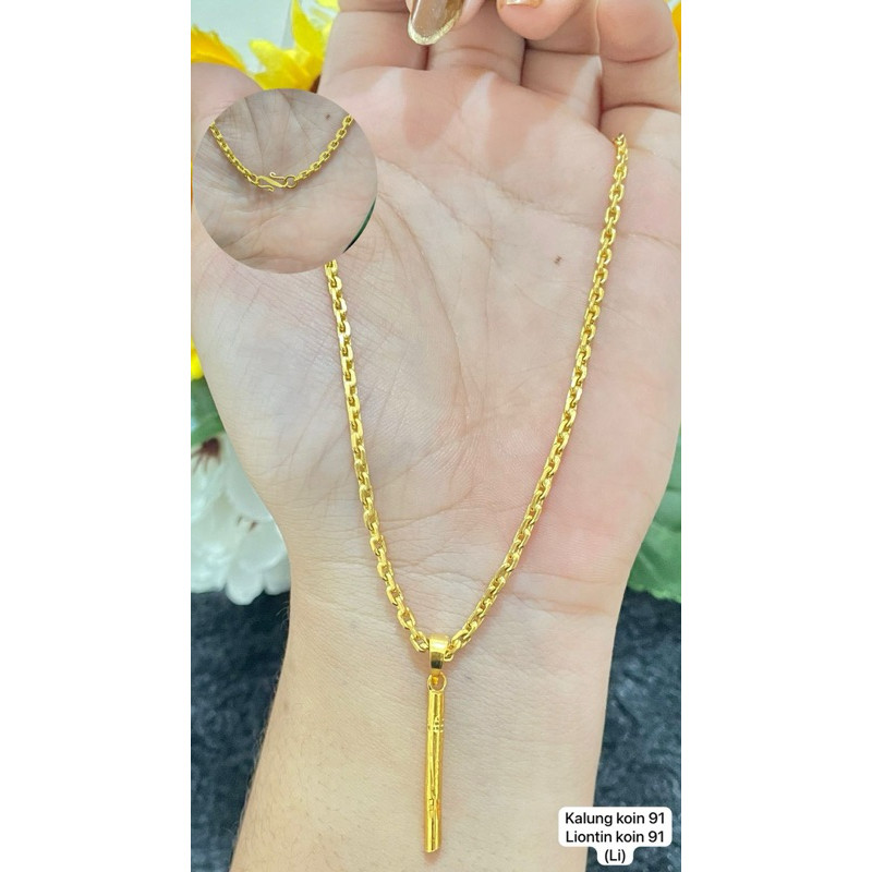 Kalung Koin 91+Liontin Bambu Koin 91