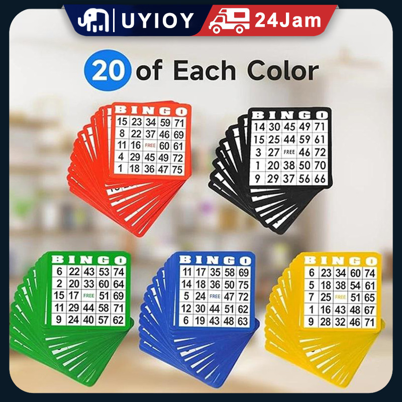 100pcs/set Kartu Bingo Lengkap/5 Warna Bingo Set/ Besar Bingo Card