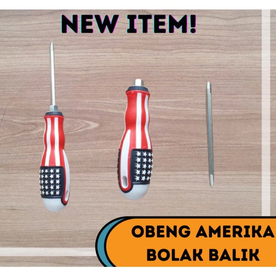 SP4 Obeng 2 Fungsi Plus Minus Bisa Bolak Balik Model Bendera Panjang 20cm