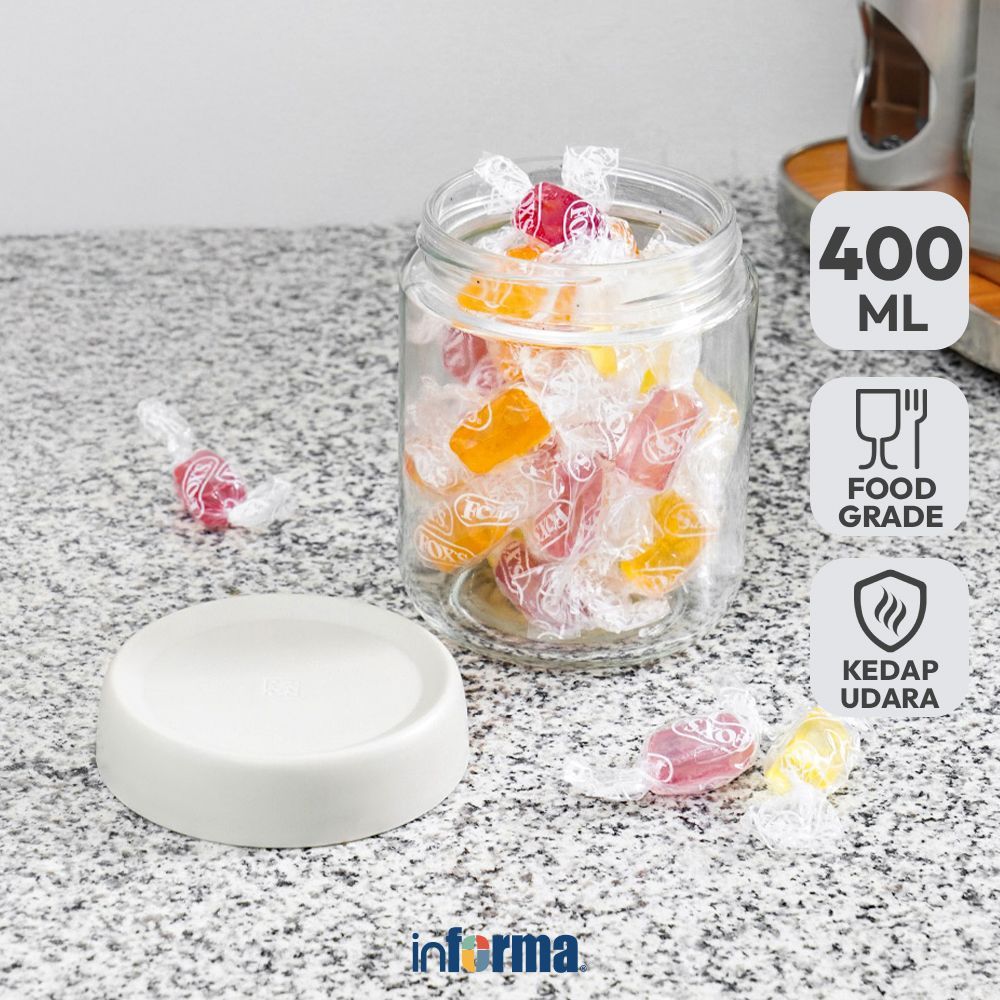 Informa 400 ml Ryne Petite Stoples - Krem Jar Tempat Simpan Snack Dan Permen Setoples Toples Serbagu