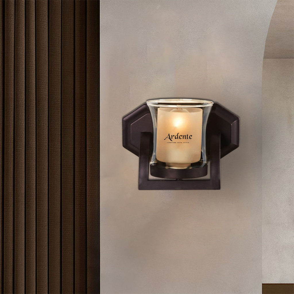 ARDENTE 2-0614 Lampu Dinding / Wall Lamp Classic Coklat Tua Panjang 16 cm Lampu Dekorasi Vintage