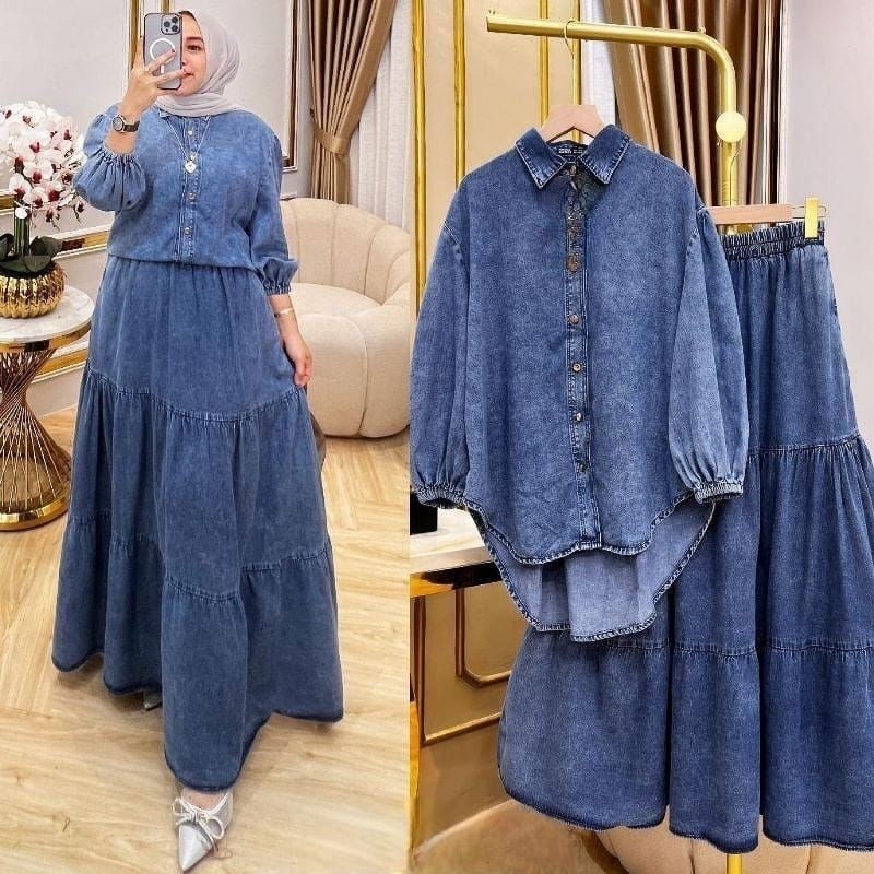 Set Rok Yanika setelan Jeans JUMBO Ukuran XXXL