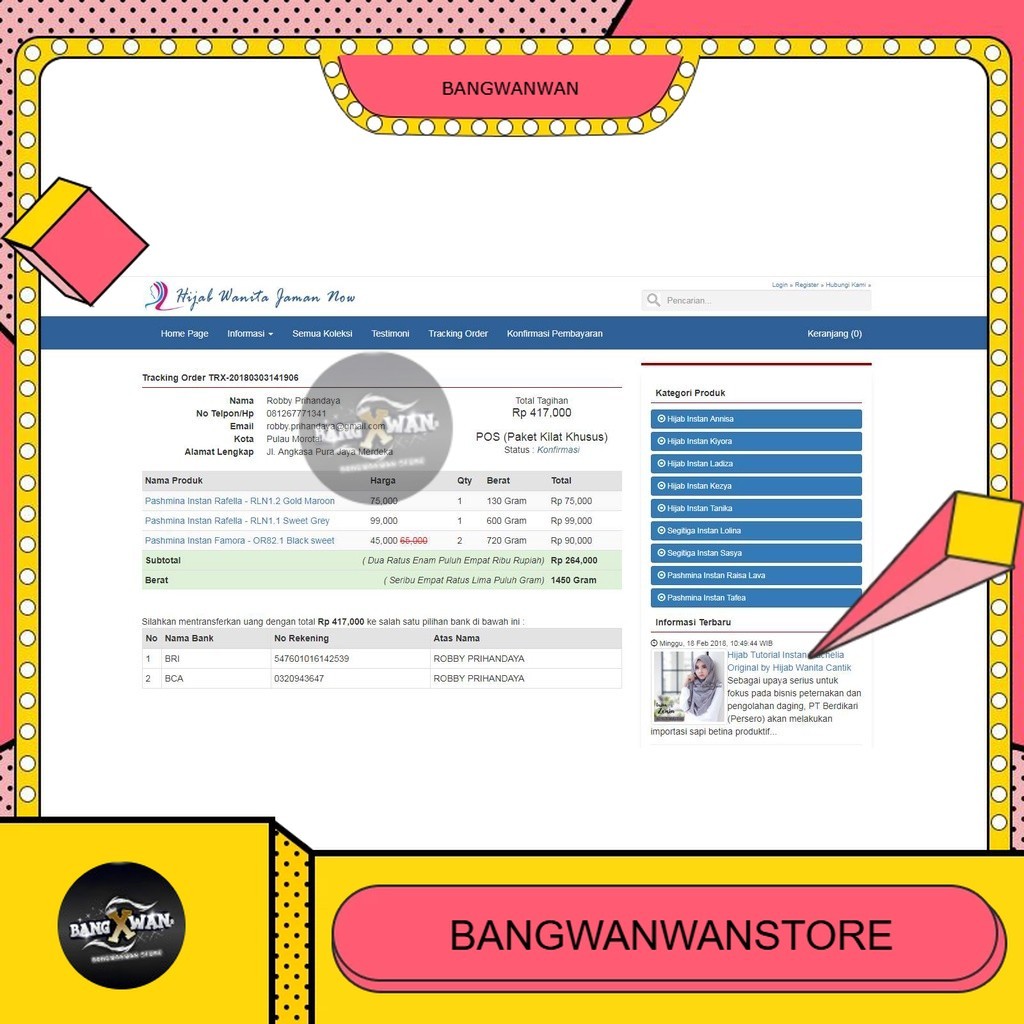 Aplikasi Software Toko Online CI + Rajaongkir BGW