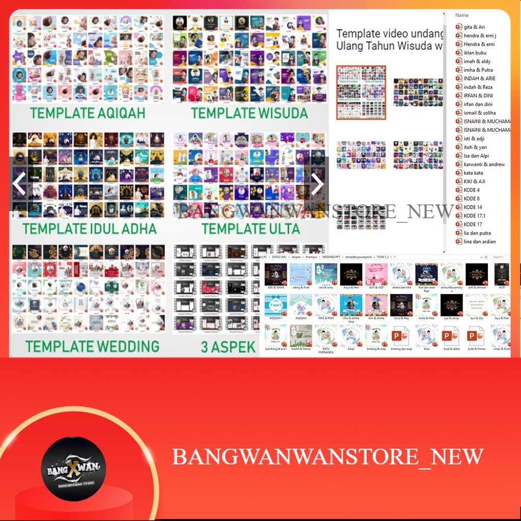 9.6GB Bundle Template Undangan Wedding Aqiqah Format Powerpoint