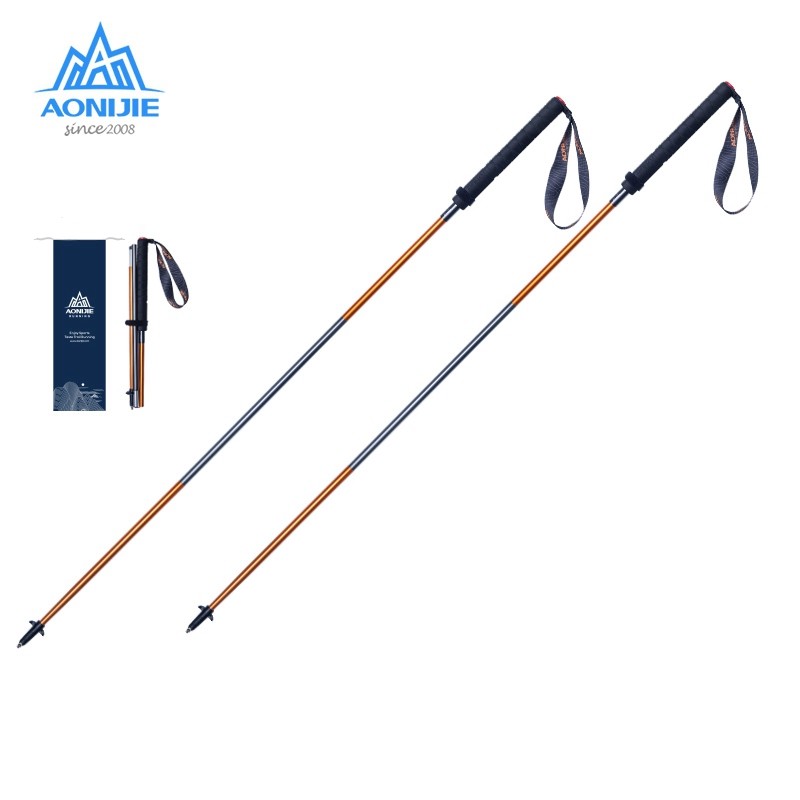 2Pcs/Pair AONIJIE Folding Walking Sticks Carbon Fiber Ultralight Quick Lock Trekking Poles For Hikin