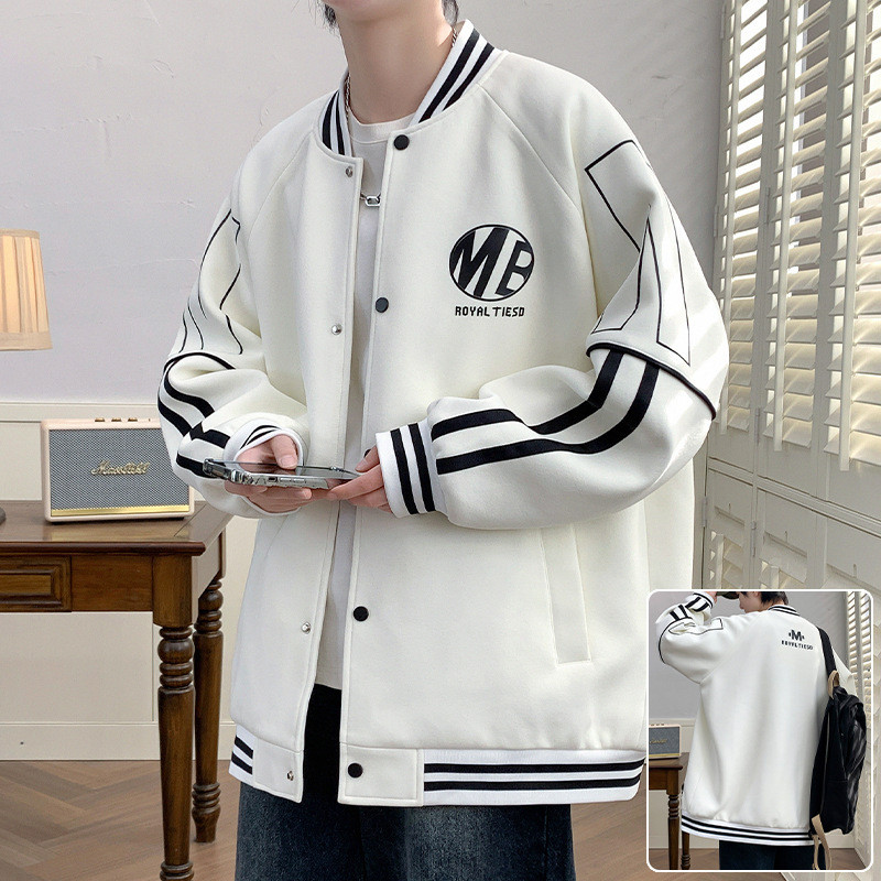 Jaket Baseball Baru untuk Pria, Mantel Gaya Amerika Musim Semi dan Gugur, Jaket Kancing untuk Remaja