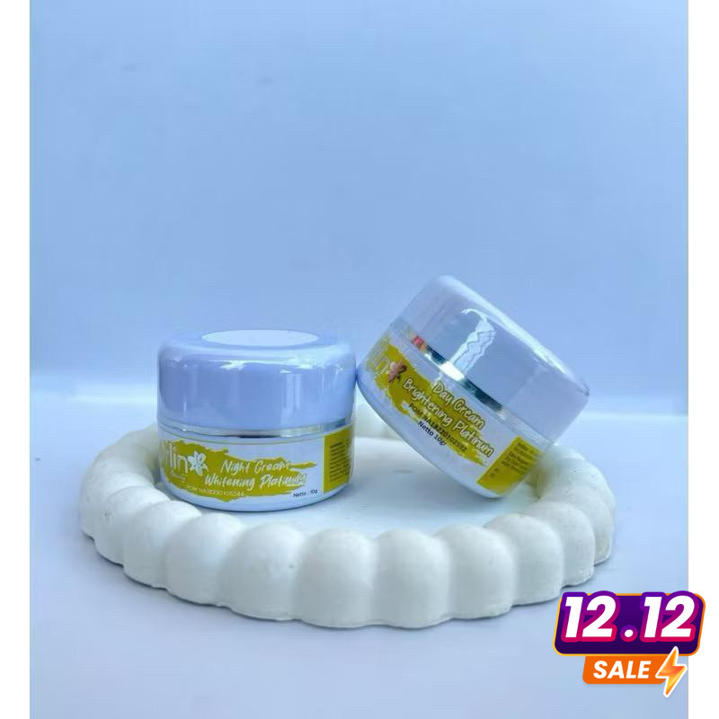 ECER CREAM SIANG + MALAM WHITENING PLATINUM ORLIN BEAUTY BPOM /KRIM PEMUTIH WAJAH/KULIT NORMAL