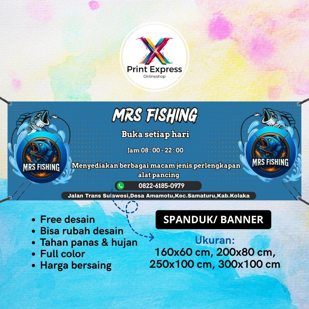 SPANDUK BANNER Pemancingan MRS Fishing Biru Bisa Request Desain
