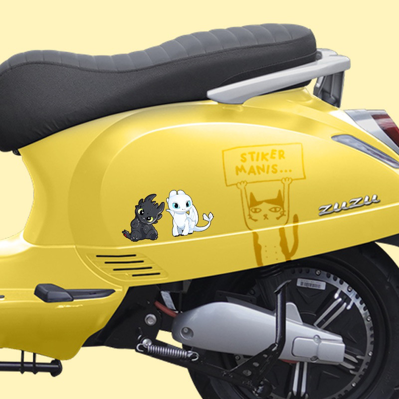 Stiker Toothless Stiker Motor Vespa, Beat Fazio Scoopy Filano Brio Stiker Mobil Helm Laptop