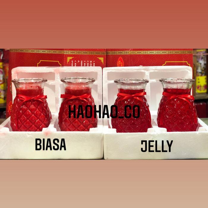 Lilin Merah Bentuk Nanas Jumbo/Besar | 2 Varian ( Biasa dan Jelly - Jelly