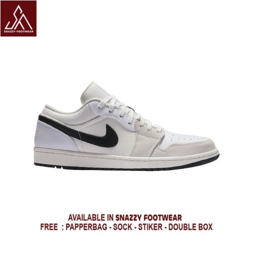 Sepatu Sneakers Nike Air jordan 1 Low Astrograbber White Black 100% Original Unisex