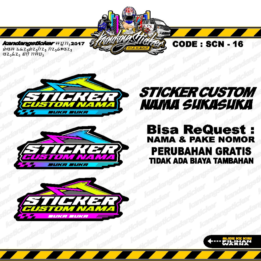 Stiker Custom Nama Racing Satuan Suka Suka Sticker Custom Stiker Timbul Sticker Motor Stiker Toko St