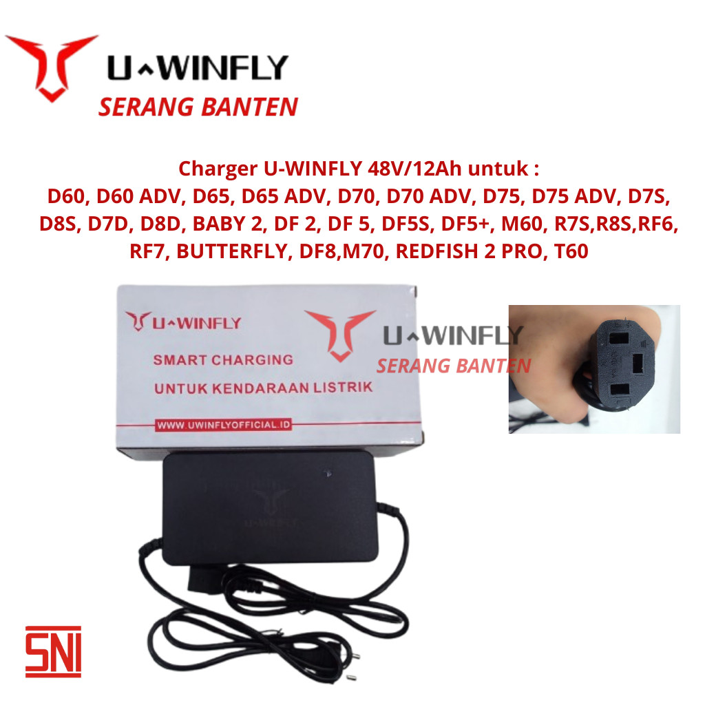 CANDUSHOP Charger Sepeda Listrik ORIGINAL Uwinfly 48V12Ah  D60 / D60ADV / D65 / D65ADV / D70 / D75 /