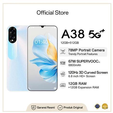 HP Original A38 Handphone 5G Hp murah 7.5inci cuci gudang 2023 ori Smartphone 16GB+512GB android hp 