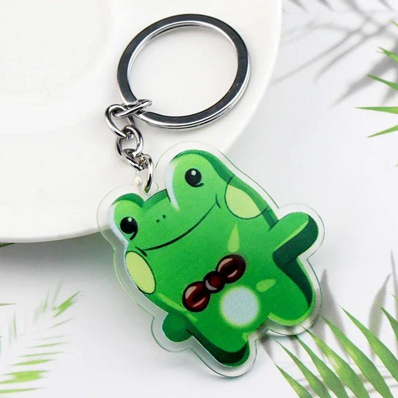 Cute Frog Acrylic Keychain Killing Stalking Pendant Key Chain for Women Men Keyring Jewelry Gift