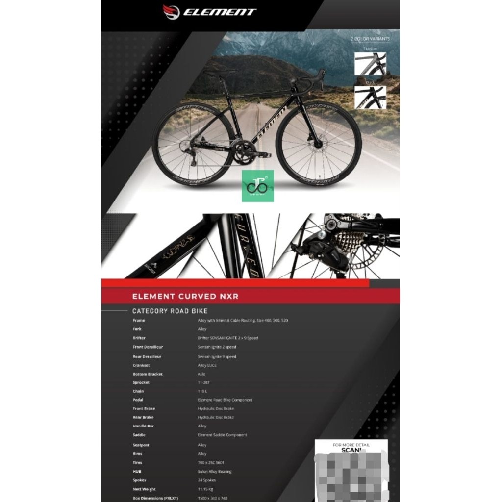 Sepeda Balap Roadbike 700c Element Curved NXR