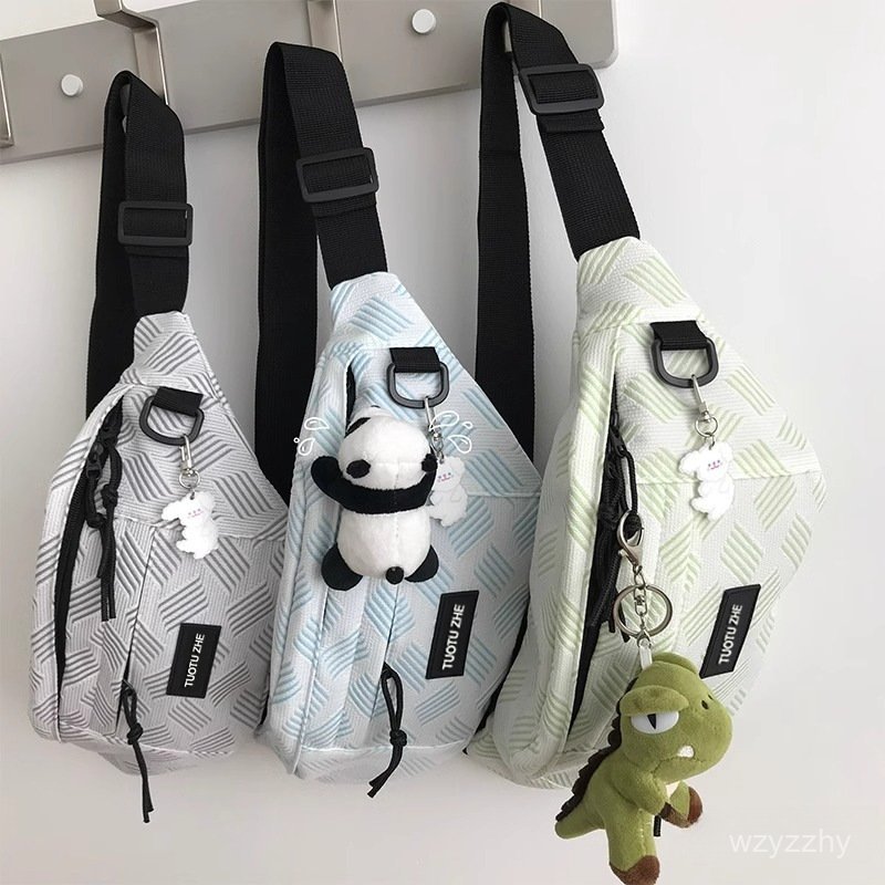 Tas Pinggang Unisex Santai Olahraga Serbaguna Tas Selempang Tas Dada Bersepeda Gaya Jepang untuk Mah