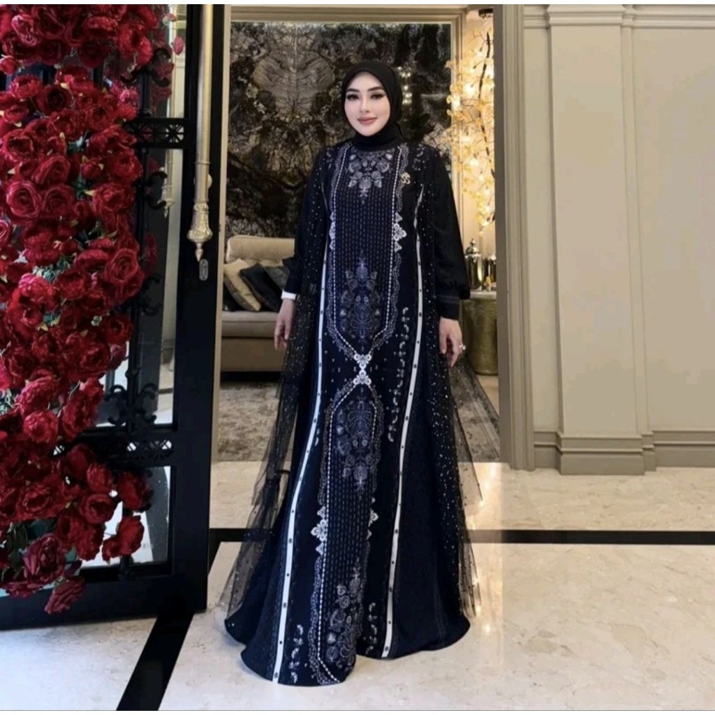 Promo Cuci Gudang Dress Printing SS Mix Tille Mutiara Ori Shellasaukia COD