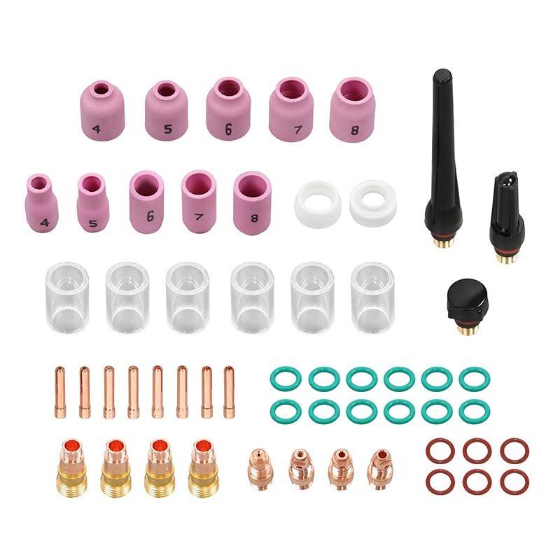 Delova 55pcs Tig Argon Welding Torch Aksesoris Nosel Alumina Gas Lens Keramik Collet Body Untuk Wp
