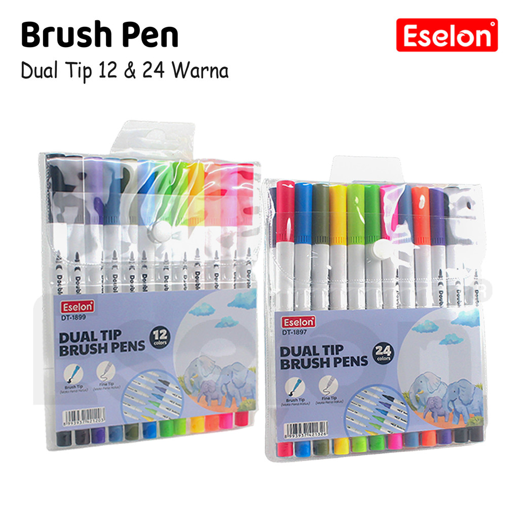 Spidol Dual TIP BRUSH PEN/Spidol Warna Set Brush Pen Double Tip Drawing