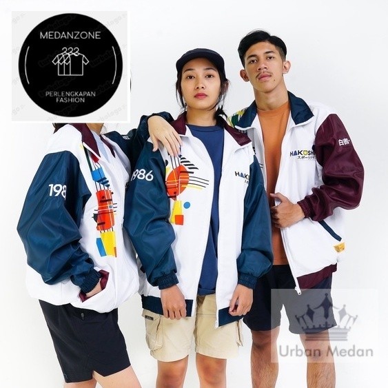 80s HAKUSHO JAPAN VINTAGE PATTERN ED WINDBREAKER JACKET / JAKET RETRO CLASSIC BOMBER TRACKTOP TRACK 