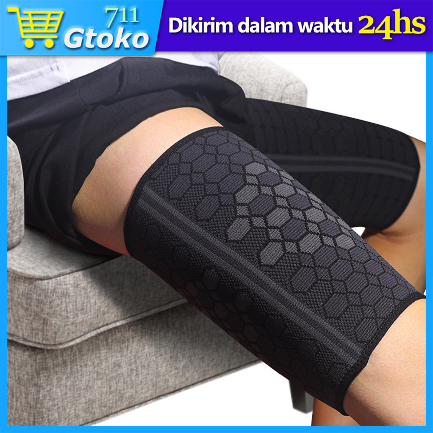Pelindung Paha Atas Deker Support Thigh Elastis Pencegah Cedera Otot Olahraga Sepakbola Futsal