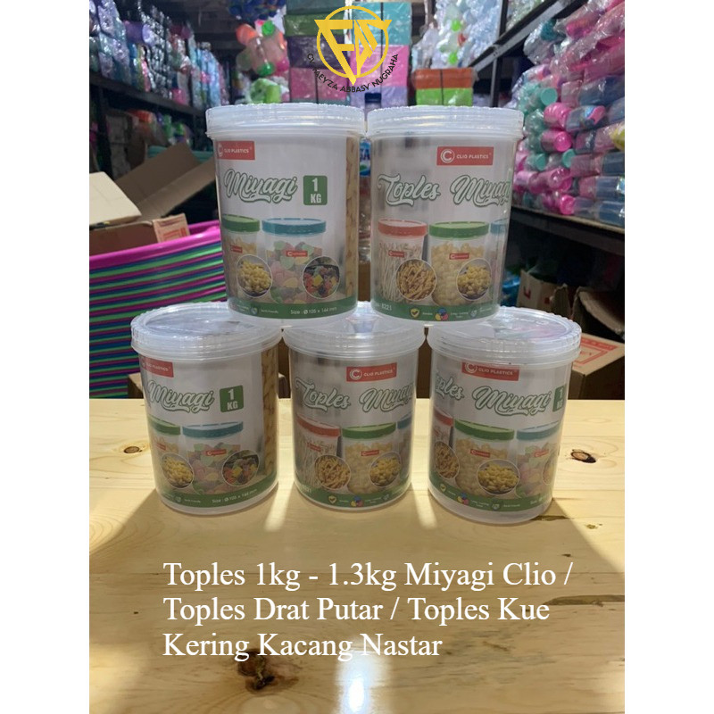 Toples 1kg - 1.3kg Miyagi Clio / Toples Drat Putar / Toples Kue Kering Kacang Nastar - PRODUK MURAH 