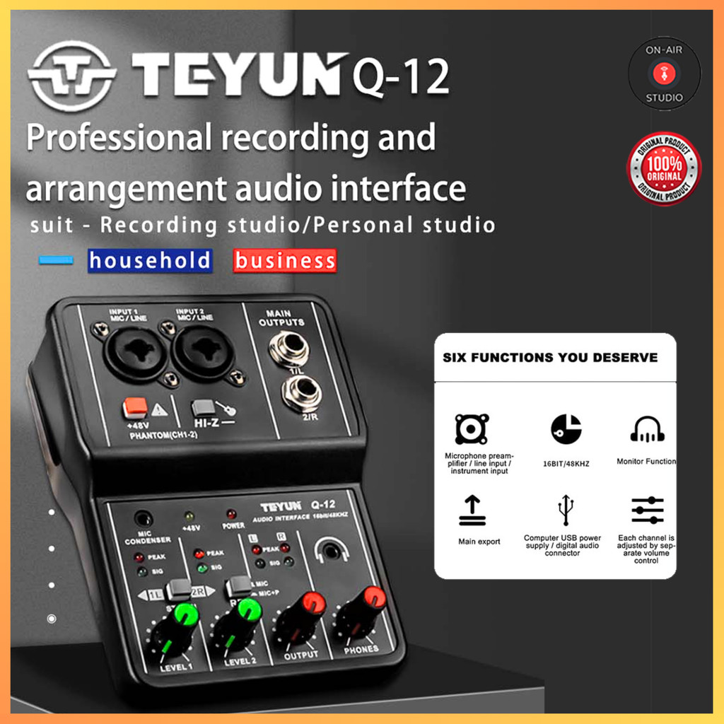 promo toko COD KIRIM CEPAT Teyun Sound Card USB Mini Portable 2 Way Driver Free Mixer Q12 / Mixer au