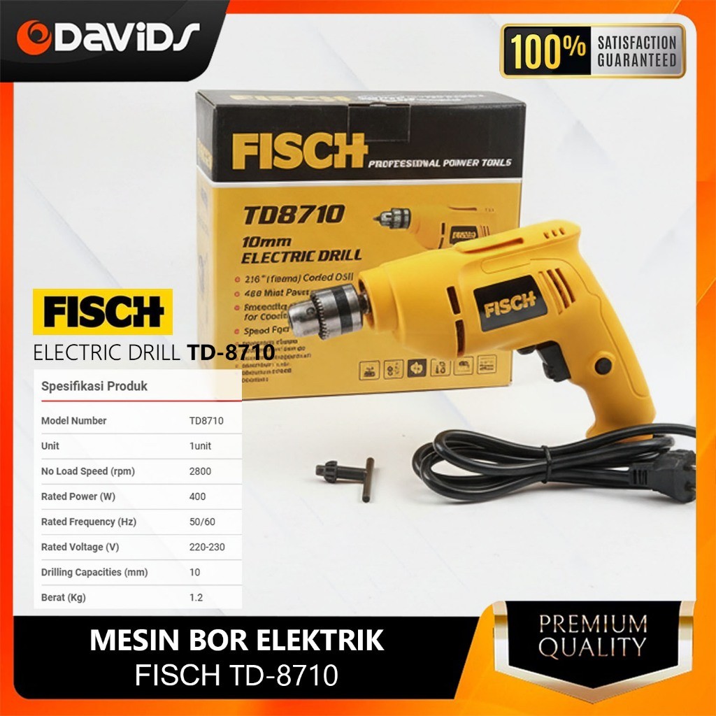 Mesin Bor Listrik Tangan Alat Bur 10mm Fisch TD 8710