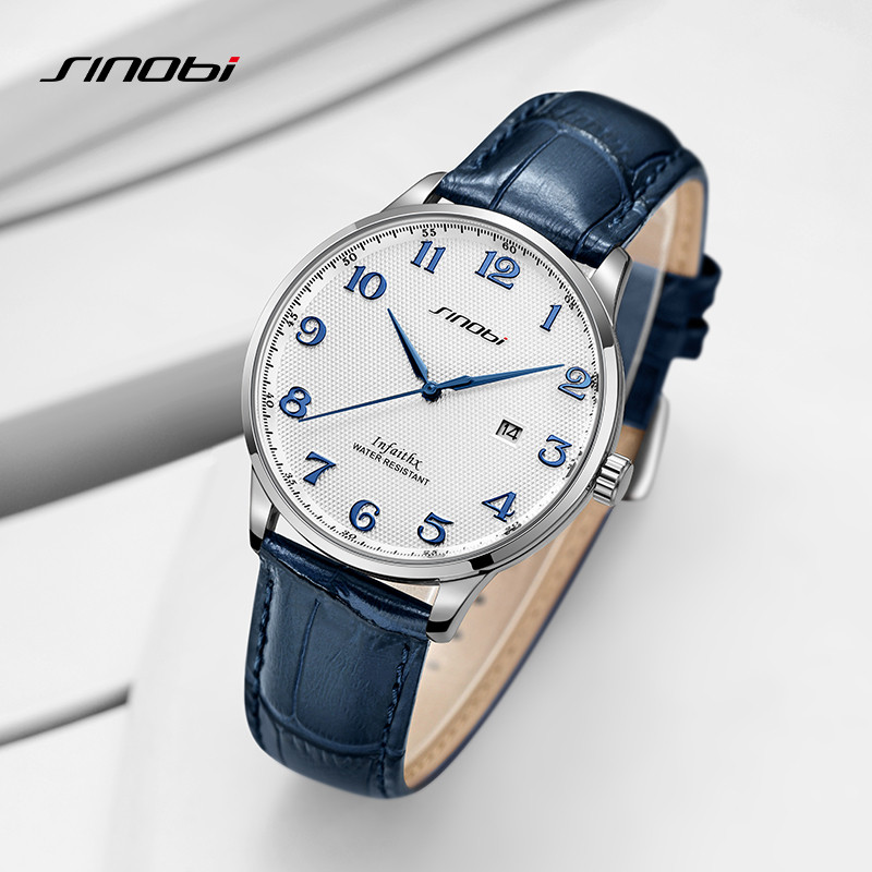 SINOBI Fashion Watch Top Luxury Men's Watches Original Design Man Quartz Wristwatches Business Leath