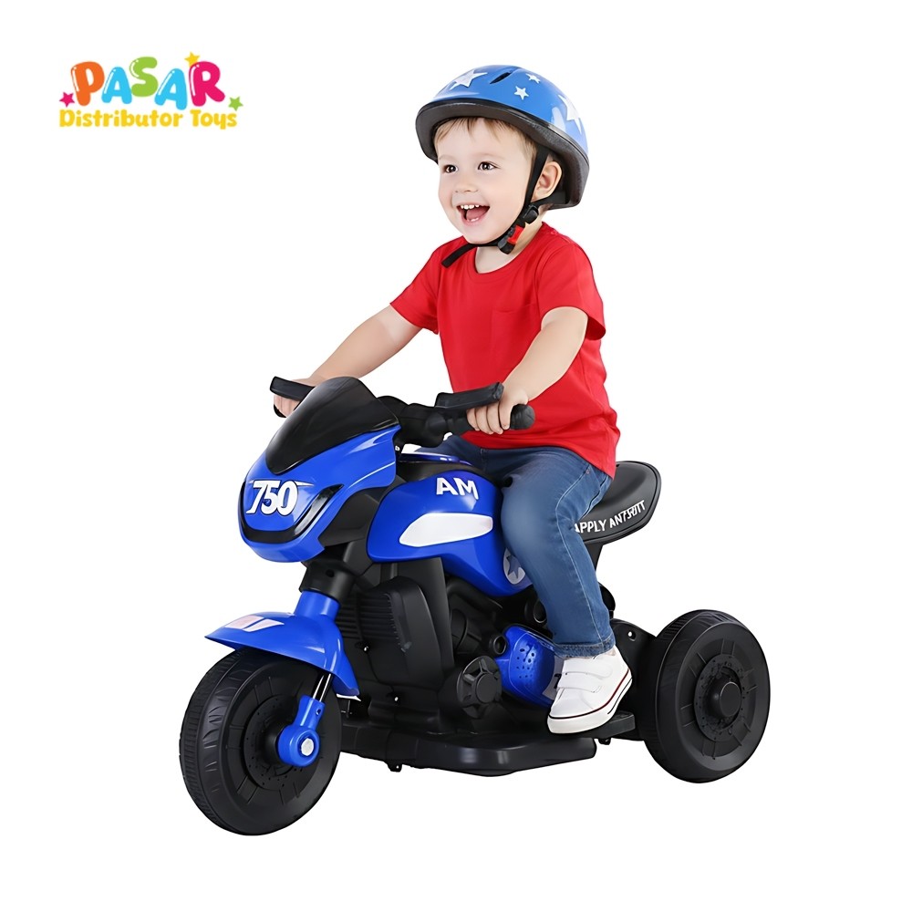 Mainan Anak KT-517D HAPPILY MX750T Mainan Motor Aki Anak 3 Roda Mainan Edukatif Motor Elektrik