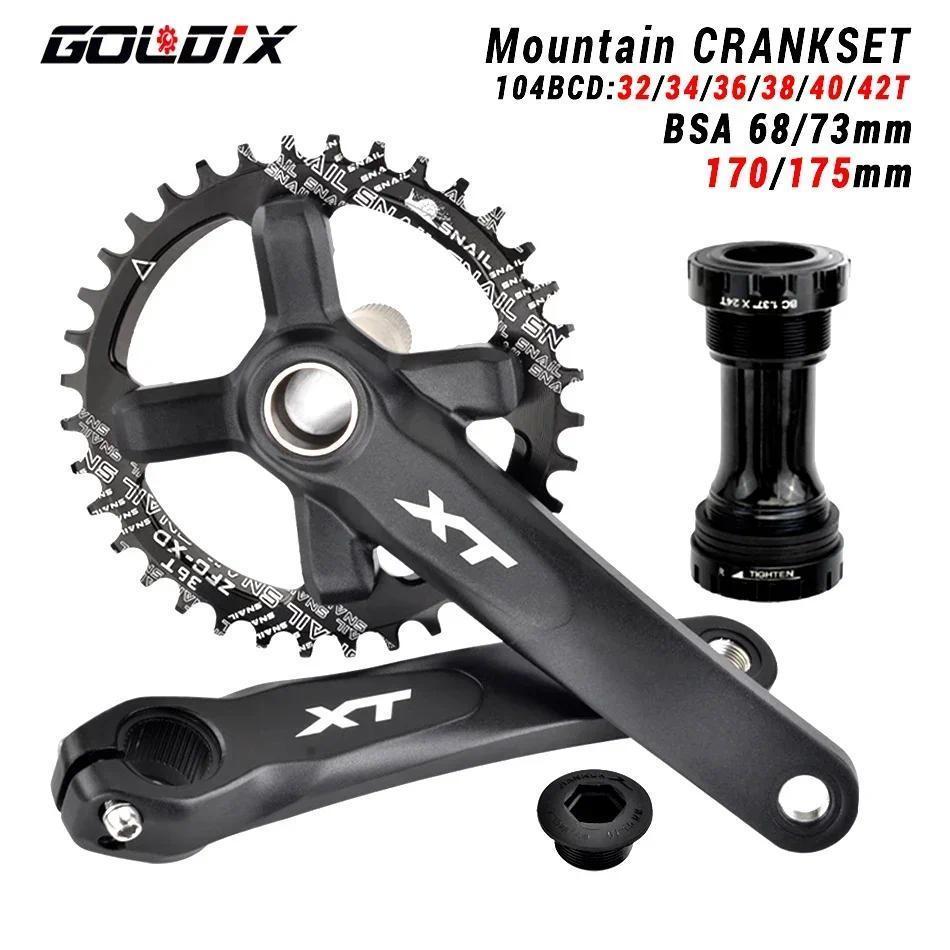 GOLDIX XT Bicycle Crankset 104BCD Wide Narrow Chainring 170/175mm Length Forged Crank Compatible wit