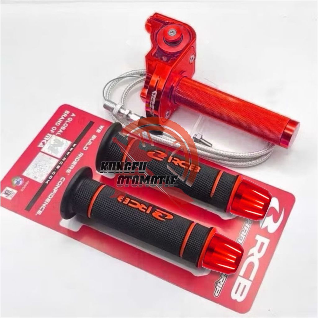 KO Paket Gas Spontan Acerbis V2 Plus 1 Kabel + Handgrip RCB HG55 Original + Jalu Stang Cnc Universal