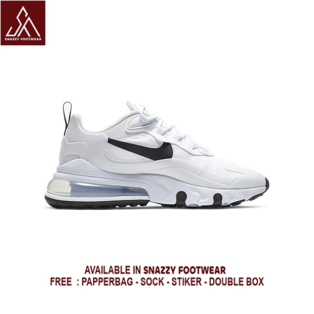 Sepatu Sneakers Nike Air Max 270 React White Black 100% Original Unisex
